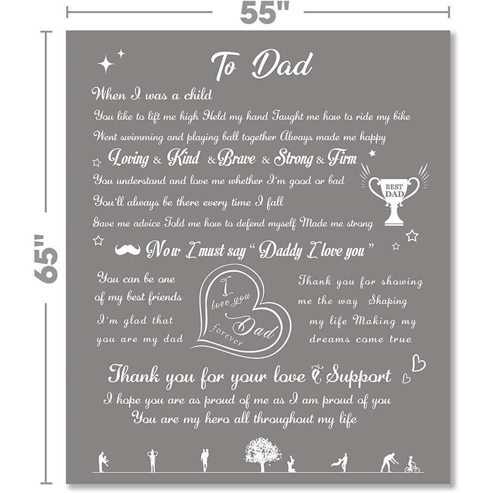 Best love Dad Fathers Day Gifts Fleece Throw Blanket 55X65 Inch Light Gray - Picture 2 of 6